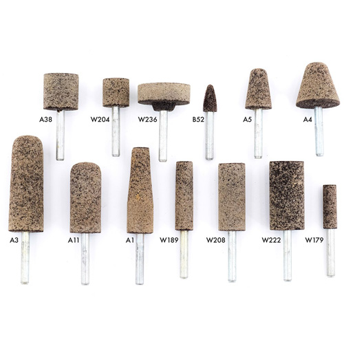 Meules r&eacute;sinoides mont&eacute;es sur tige A36Q, A11, Oxyde d'aluminium, 11/16" dia., 2" lo, 36 Grain EastCoast Offshore Supplies