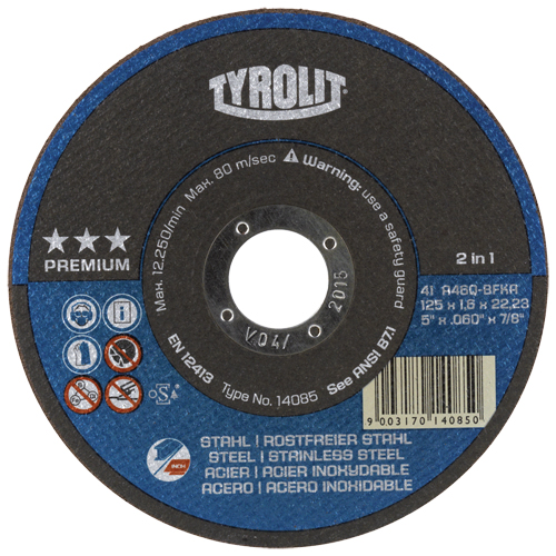 Premium 2-In-1 Thincut Cut-Off Wheels, 4-1/2" x 1/16", 7/8" Arbor, Type 1, Aluminum Oxide, 13300 RPM EastCoast Offshore Supplies