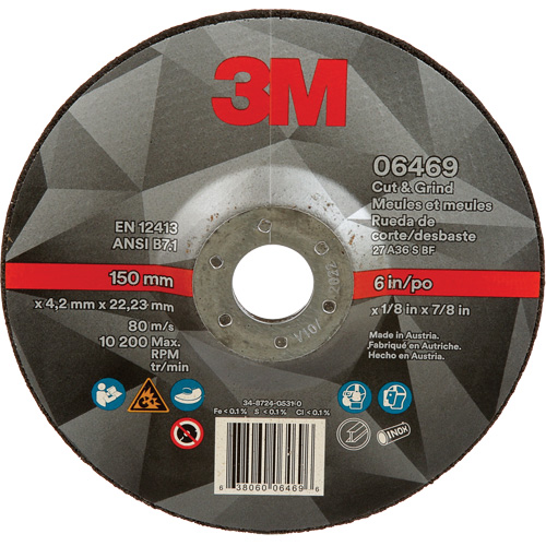 Meule &agrave; tronçonner, 6" x 1/8", Arbre de 7/8", Type 27, C&eacute;ramique EastCoast Offshore Supplies