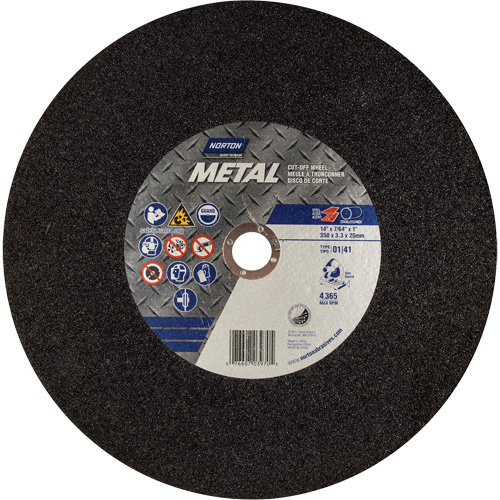 Metal A Chop Saw Cut-Off Wheel, 14" x 3/32", 1" Arbor, Type 01/41, Aluminum Oxide, 4365 RPM EastCoast Offshore Supplies