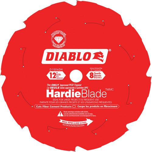 Lame de scie &agrave; d&eacute;couper HardieBlade, 12", 8 dents, Pour B&eacute;ton de fibre EastCoast Offshore Supplies