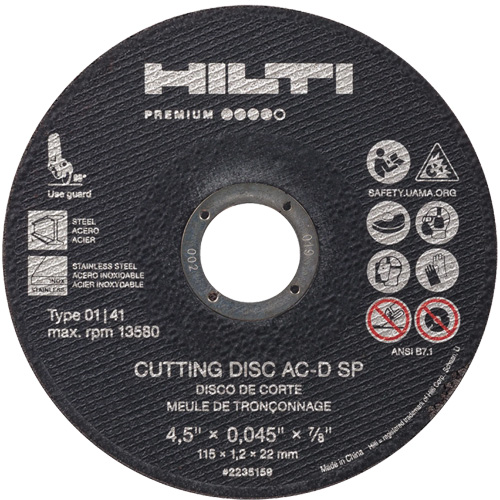 Meule &agrave; tronçonner AC-D SP, 4-1/2" x 0,045", Arbre de 7/8", Type 1, 13580 Tr/min EastCoast Offshore Supplies