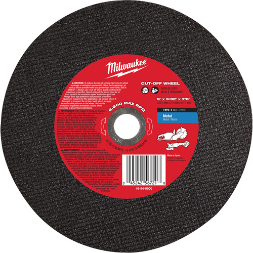 Cut-Off Wheel, 9" x 3/32", 7/8" Arbor, Type 1, 6600 RPM EastCoast Offshore Supplies