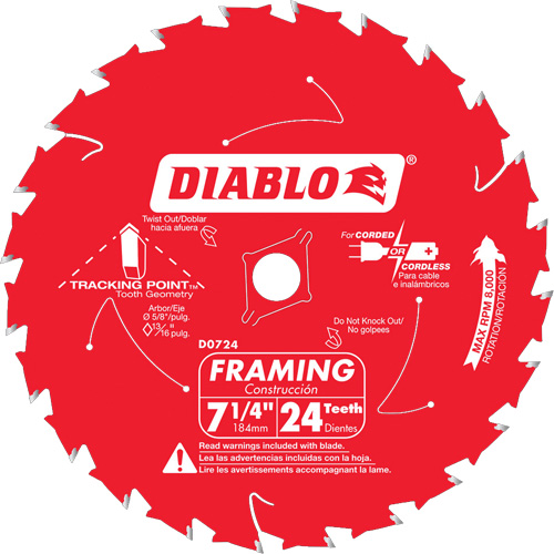Framing Saw Blade, 7-1/4", 24 Teeth, Wood Use EastCoast Offshore Supplies