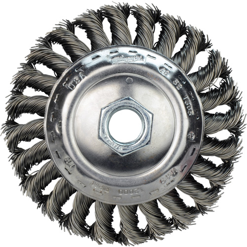 Disque m&eacute;tallique &agrave; fils torsad&eacute;s, Dia. 4", Fils 0,02", Arbre 5/8"-11, Acier au carbone EastCoast Offshore Supplies