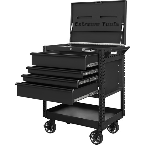 EX Deluxe Series Tool Cart, 4 Drawers, 22-7/8" L x 33" W x 44-1/4" H, Black EastCoast Offshore Supplies