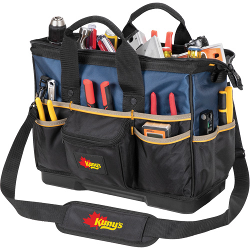 Sac &agrave; outils fourre-tout Big-Mouth &agrave; base moul&eacute;e, Polyester balistique, 23 pochettes, Noir/Bleu EastCoast Offshore Supplies