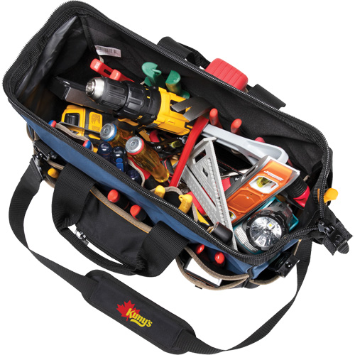 Sac &agrave; outils fourre-tout Big-Mouth &agrave; base moul&eacute;e, Polyester balistique, 23 pochettes, Noir/Bleu EastCoast Offshore Supplies