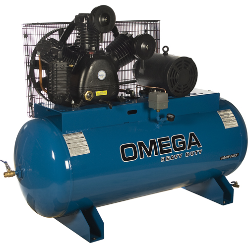 Compresseurs d'air s&eacute;rie industrielle - Compresseurs horizontaux - Deux &eacute;tages, 100 gal. (120 gal. US) EastCoast Offshore Supplies