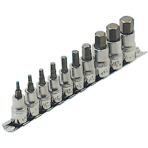 HSW3812-10 SAE Bit Socket Set, Hex, 1/2"/3/8" Drive, 10 Pcs EastCoast Offshore Supplies