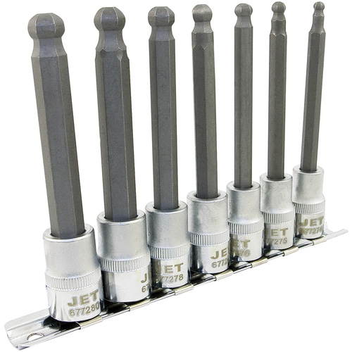Jeu de douilles &agrave; embouts longs et sph&eacute;riques de 4" m&eacute;triques LHSW-3807, Sph&egrave;re hexagonale, Prise 3/8", 7 mr EastCoast Offshore Supplies