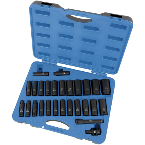 Jeu de douilles SAE/m&eacute;triques PS2712DC, 27 Mcx, Chocs, Prise de 1/2", Profond EastCoast Offshore Supplies