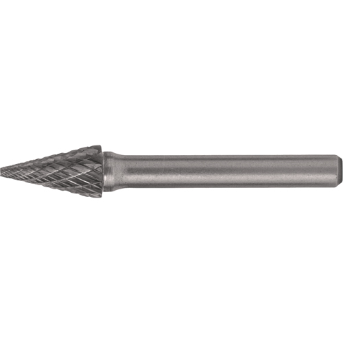 Solid Carbide Burrs - Pointed Cone Shape, SM-2, 1/4" Dia., 1/4" Shank, 3/4" Depth of Cut EastCoast Offshore Supplies