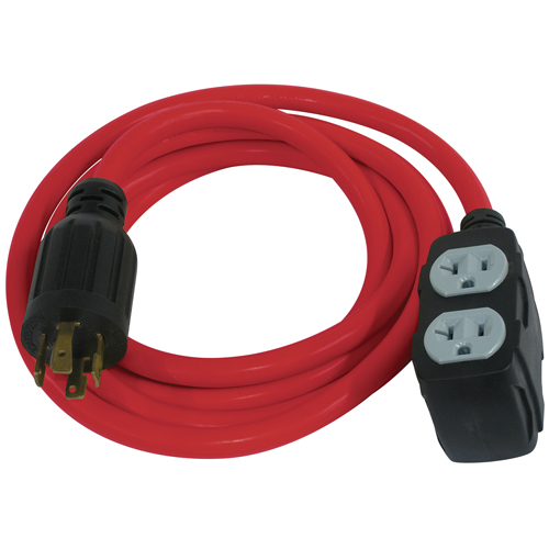Generator Extension Cord, SJTW, 12/3 AWG, 30 A, 4 Outlet(s), 10' EastCoast Offshore Supplies
