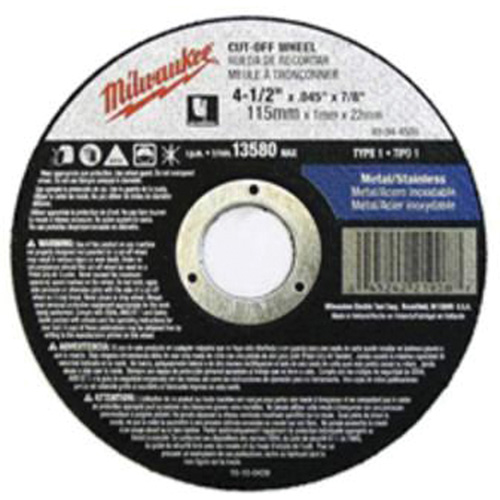 Depressed Centre Cut-Off Wheels, 5" x 0.045", 7/8" Arbor, Type 27, Aluminum Oxide, 13580 RPM EastCoast Offshore Supplies