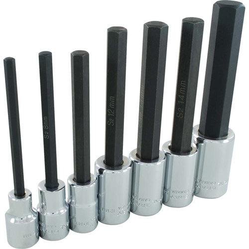 Jeu de douilles &agrave; t&ecirc;te hexagonale tr&egrave;s longues, Hexagonale, Prise 1/2", 7 mrcx EastCoast Offshore Supplies