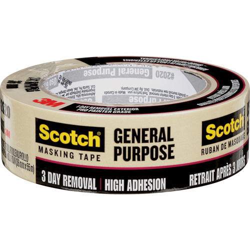 Scotch&reg; Contractor Grade Masking Tape 2020, 36 mm (1-1/2") x 55 m (180'), Beige EastCoast Offshore Supplies