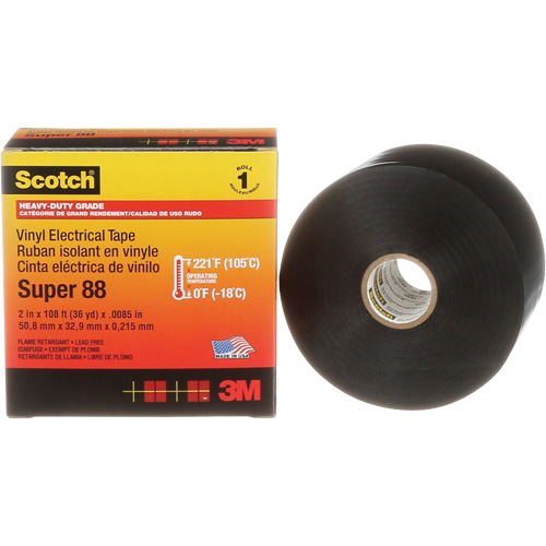Scotch&reg; Super 88 Professional Electrical Tape, 51 mm (2") x 33 m (108'), Black, 8.5 mils EastCoast Offshore Supplies