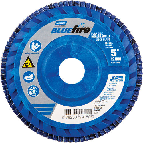 BlueFire R884P Coarse Grit Flap Disc, 5" x 7/8", Type 27, 60 Grit, Zirconia Alumina EastCoast Offshore Supplies