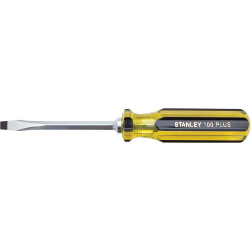 100 PLUS&reg; Standard Slotted Tip Screwdriver, 1/4" Tip, Square, 8-3/16" L, Plastic Handle EastCoast Offshore Supplies