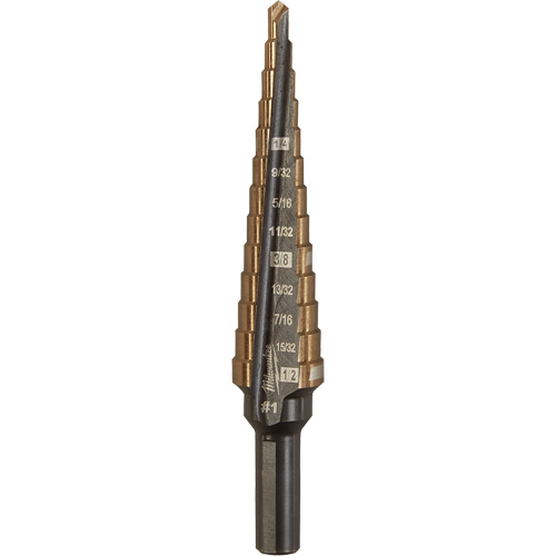 Foret &eacute;tag&eacute;, 1/8"/#1 - #1/1/2", Incr&eacute;ments de 1/32", Acier rapide au cobalt EastCoast Offshore Supplies