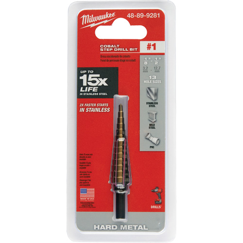 Foret &eacute;tag&eacute;, 1/8"/#1 - #1/1/2", Incr&eacute;ments de 1/32", Acier rapide au cobalt EastCoast Offshore Supplies