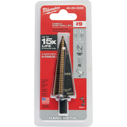 Foret &eacute;tag&eacute;, 7/8"/#9 - #9/1-1/8", Incr&eacute;ments de 1/32", Acier rapide au cobalt EastCoast Offshore Supplies
