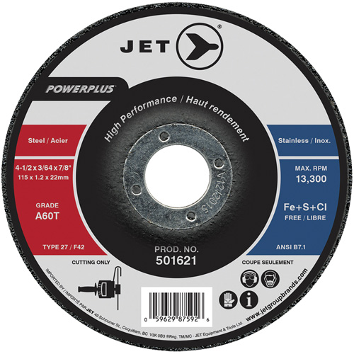 A60T PowerPlus Cut-Off Wheel, 4-1/2" x 3/64", 7/8" Arbor, Type 27, 13300 RPM EastCoast Offshore Supplies