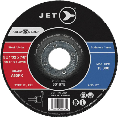 Meule &agrave; tronçonner Power-Xtreme A60PX, 6" x 3/64", Arbre de 7/8", Type 27, 10 200 Tr/min EastCoast Offshore Supplies