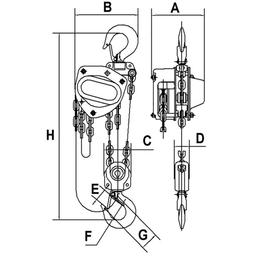 KCH Series Chain Hoists, 10' Lift, 11000 lbs. (5 tons) Capacity, Alloy Steel Chain EastCoast Offshore Supplies