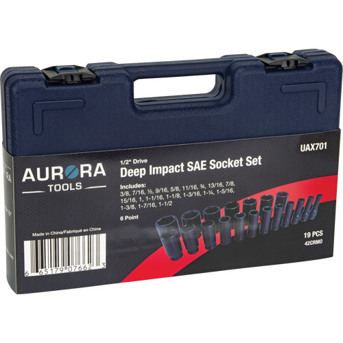 SAE Socket Set, 19 Pcs, Impact, 1/2" Drive Size, Deep EastCoast Offshore Supplies