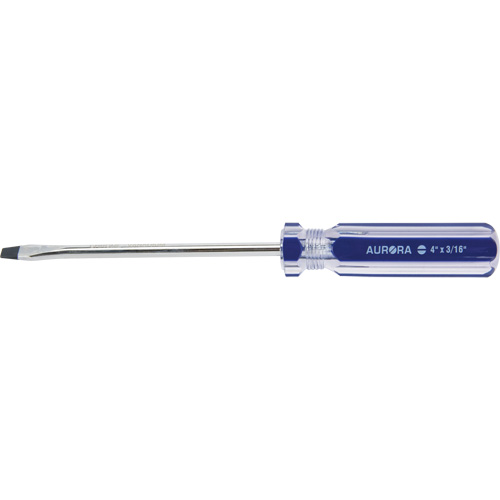 Tournevis &agrave; fente bleu transparent avec bandes, Tige de 3/16", Ronde, Prise en Plastique EastCoast Offshore Supplies