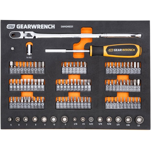 Jeu d'outils &agrave; t&ecirc;te &eacute;troite pour m&eacute;canicien dans un plateau de rangement en mousse EastCoast Offshore Supplies