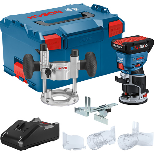 Brushless Colt Palm Router Kit with CORE18V&reg; 4 Ah Advanced Power Battery & Plunge Base EastCoast Offshore Supplies