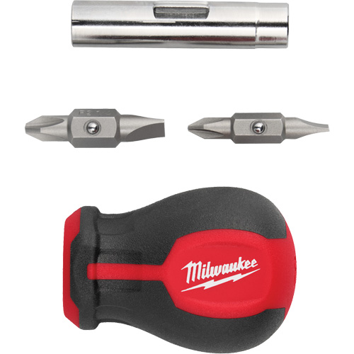 6-in-1 Stubby Multi-Bit Screwdriver, 3" L, Cushion Grip Handle EastCoast Offshore Supplies