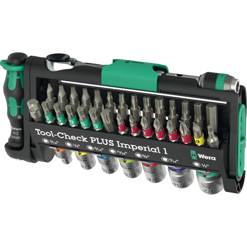 Ensemble d'outils en mesures imp&eacute;riales 1 Tool-Check PLUS, 39 Mcx, Prise de 1/4" EastCoast Offshore Supplies