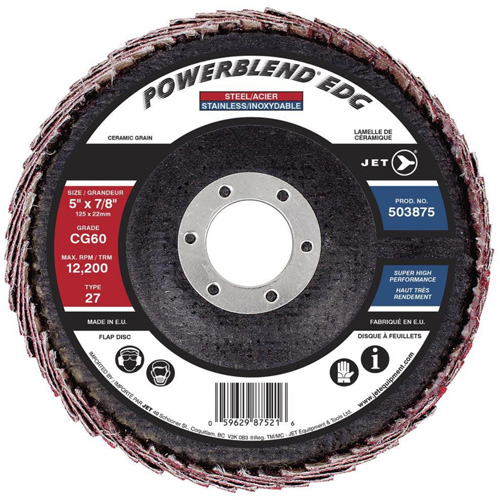 POWERBLEND EDG Curved Edge Flap Disc, 5" x 7/8", Type 27, CG60 Grit, Ceramic EastCoast Offshore Supplies