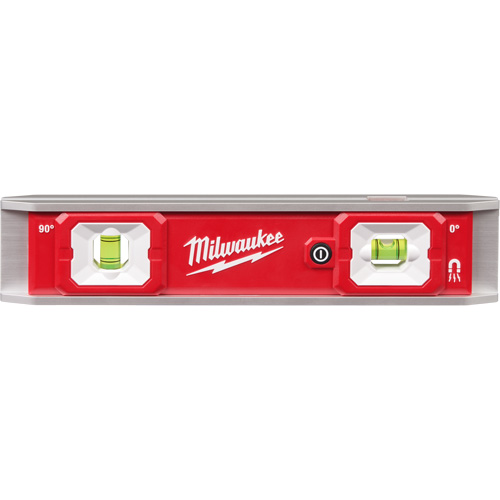 Niveau torpille &eacute;quip&eacute;e de fioles lumineuses, 9" lo, Aluminium, 2 fioles, Magn&eacute;tique EastCoast Offshore Supplies