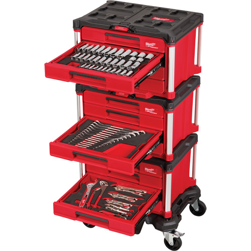 366-Piece Master Mechanics Hand Tool Set with PACKOUT Drawers & Dolly, 16-3/10" x 22-1/5" x 48-5/8", Black/Red EastCoast Offshore Supplies