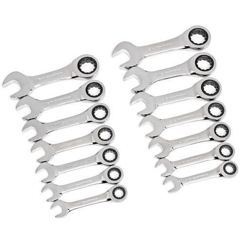 72-Tooth 12 Point Stubby Wrench Set, Ratcheting Combination, 14 Pieces, Imperial and Metric EastCoast Offshore Supplies