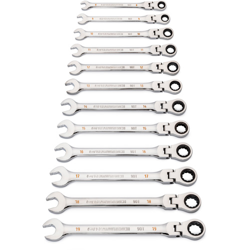 90-Tooth 12 Point Wrench Set, Flex Head/Ratcheting Combination, 12 Pieces, Metric EastCoast Offshore Supplies