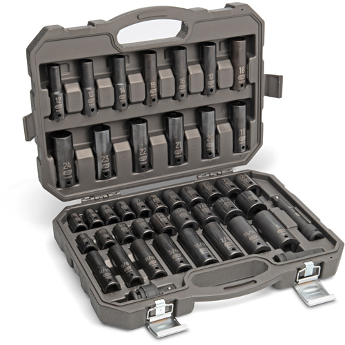 6 Point SAE/Metric Socket Set, 44 Pcs, Impact, 1/2" Drive Size, Deep EastCoast Offshore Supplies