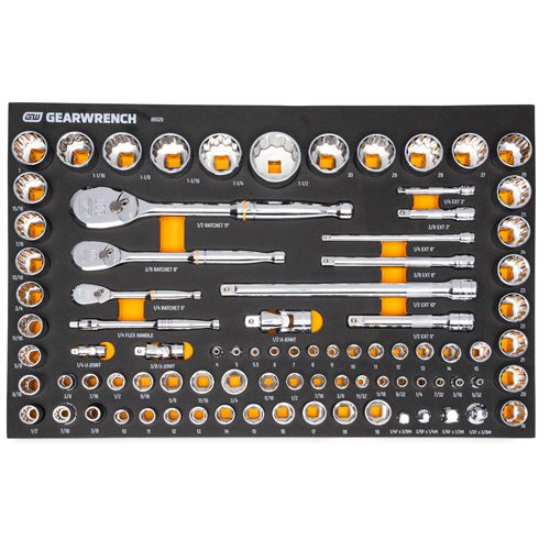 1/4", 3/8" & 1/2" 90-Tooth SAE/Metric Mechanics Tool Set with Foam Storage Tray EastCoast Offshore Supplies