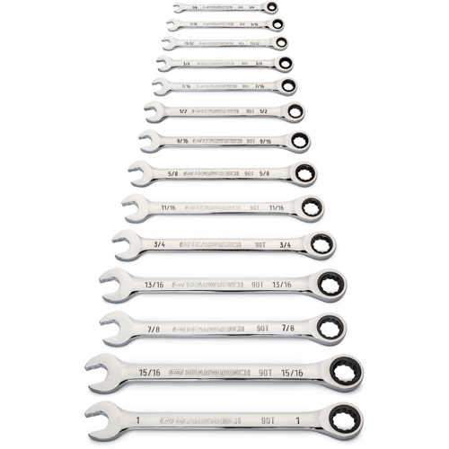 90-Tooth 12 Point SAE Wrench Set, Ratcheting Combination, 14 Pieces, Imperial EastCoast Offshore Supplies