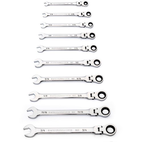 90-Tooth 12 Point SAE Wrench Set, Flex Head/Ratcheting Combination, 10 Pieces, Imperial EastCoast Offshore Supplies