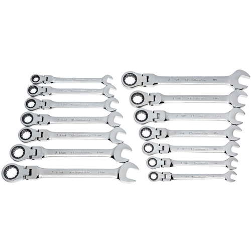 72-Tooth 12 Point Wrench Set, Flex Head/Ratcheting Combination, 14 Pieces, Imperial and Metric EastCoast Offshore Supplies