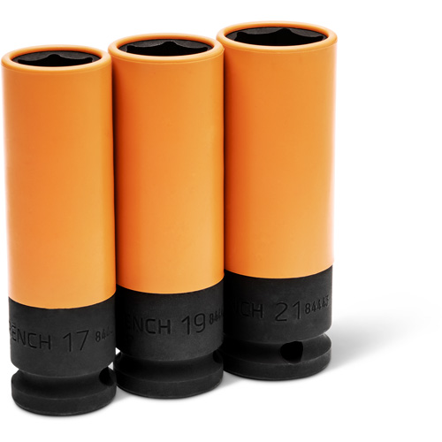 Metric High-Strength Wheel Protector Socket Set, 3 Pcs, Impact, 1/2" Drive Size, Deep EastCoast Offshore Supplies