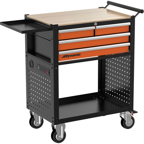 Utility Cart, 4 Drawers, Black/Orange EastCoast Offshore Supplies