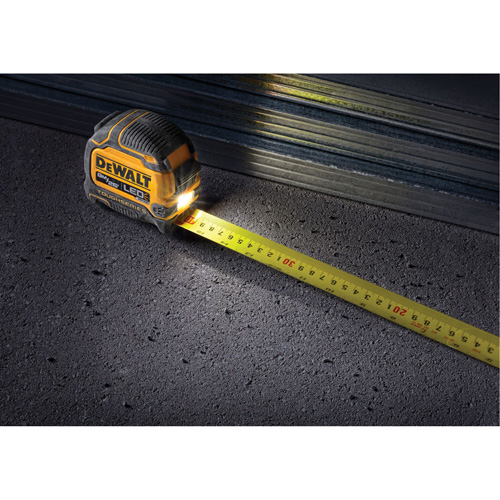 TOUGHSERIES Lighted Tape Measure, 26'/8 m, Imperial & Metric Graduations EastCoast Offshore Supplies