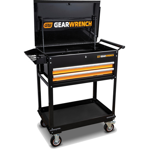 Chariot utilitaire, 2 tiroirs, 32-1/2" la x 42" h, Noir/Orange EastCoast Offshore Supplies